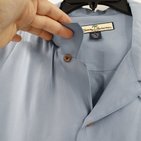 Tommy Bahama shirt Mens Large Harley Davidson Embroidered Silk Short Sleeve blue - Picture 7 of 15